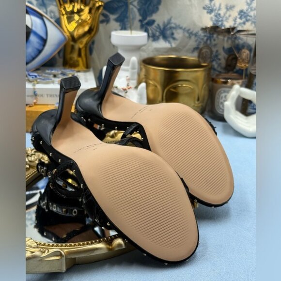 🆕 KURT GEIGER LONDON 🧿 NWOB Mini Bow Eyelet Heel Sandal, Black - Sz 37 US 7 - Picture 15 of 15